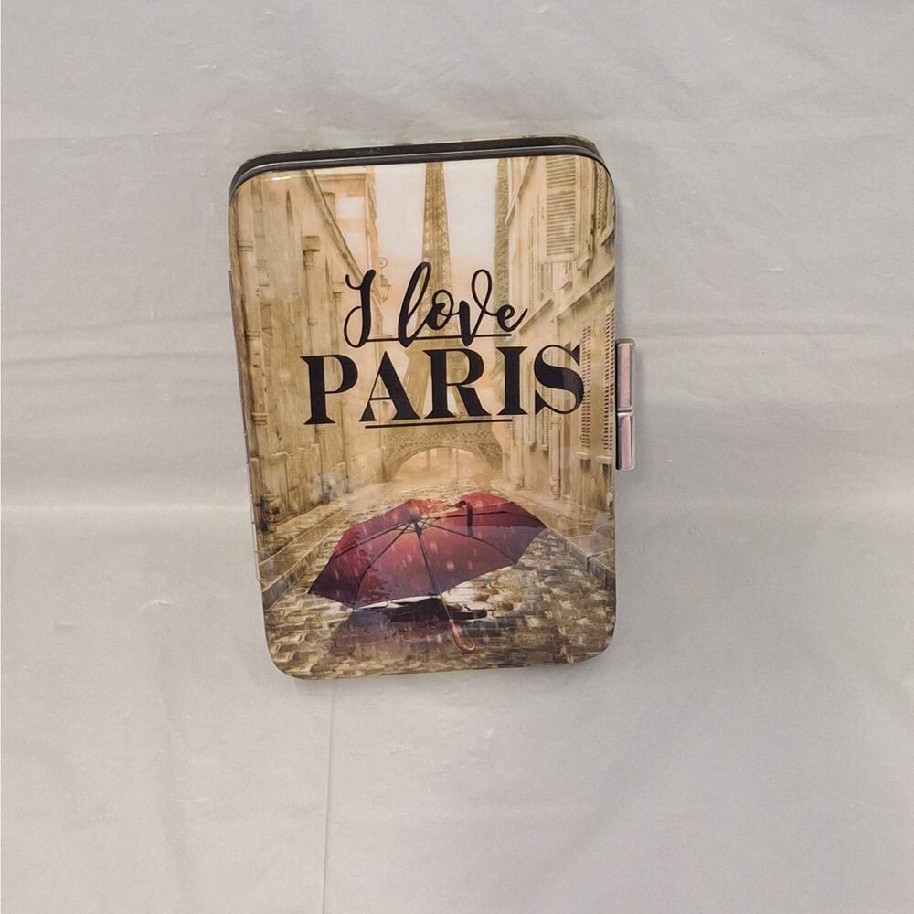 Claire's "I Love Paris Hard Shell Metal Wallet and Card Holder
